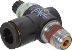 ARO/Ingersoll-Rand - 1/4" Male NPT x 3/8" Female NPT Right Angle Flow Control Valve - 0 to 150 psi & Brass Material - Exact Tool & Supply