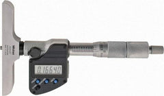 Mitutoyo - 0 to 152.4mm Range, 4" Base Length, 6 Rods, Ratchet Stop Thimble, Electronic Depth Micrometer - No Water Resistance Rating, 0.00005" Resolution, Accurate to 0.00012", 0.157" Rod Diam, SR44 Battery, Data Output - Exact Tool & Supply