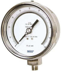 Wika - 4" Dial, 1/4 Thread, 0-1,000 Scale Range, Pressure Gauge - Lower Connection Mount, Accurate to 0.25% of Scale - Exact Tool & Supply