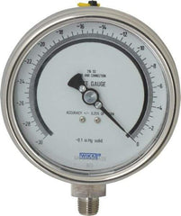 Wika - 4" Dial, 1/4 Thread, 30-0 Scale Range, Pressure Gauge - Lower Connection Mount, Accurate to 0.25% of Scale - Exact Tool & Supply