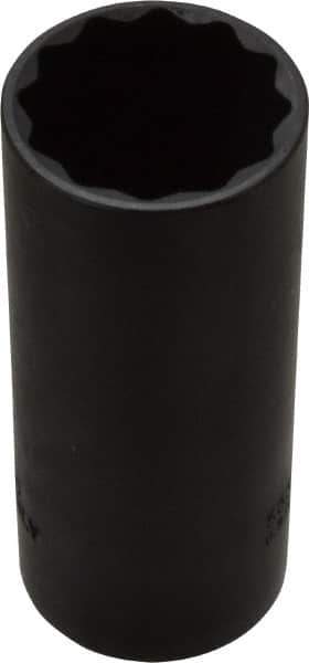 Proto - 1-1/16", 1/2" Drive, Deep Hand Socket - 12 Points, 3-1/4" OAL, Alloy Steel, Black Finish - Exact Tool & Supply