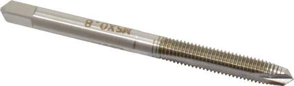 Hertel - M5x0.80 Metric Coarse, 2 Flute, High Speed Steel Spiral Point Tap - Plug Chamfer, Right Hand Thread, 2-3/8" OAL, 6H Class of Fit - Exact Tool & Supply