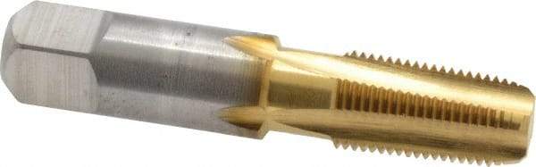 Hertel - 1/8-27 NPT Thread, 4 Flute Standard Pipe Tap - 2-1/8" OAL, TiN Finish, High Speed Steel - Exact Tool & Supply