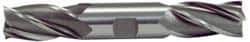 Hertel - 3/4", 1-5/8" LOC, 3/4" Shank Diam, 5-5/8" OAL, 4 Flute, High Speed Steel Square End Mill - Double End, TiCN Finish, Spiral Flute, 30° Helix, Centercutting, Right Hand Cut, Right Hand Flute - Exact Tool & Supply