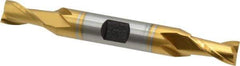 Hertel - 5/16", 9/16" LOC, 3/8" Shank Diam, 3-1/8" OAL, 2 Flute, Cobalt Square End Mill - Double End, TiN Finish, Spiral Flute, 30° Helix, Centercutting, Right Hand Cut, Right Hand Flute - Exact Tool & Supply