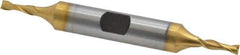 Hertel - 1/8", 3/8" LOC, 3/8" Shank Diam, 3-1/16" OAL, 2 Flute, Cobalt Square End Mill - Double End, TiN Finish, Spiral Flute, 30° Helix, Centercutting, Right Hand Cut, Right Hand Flute - Exact Tool & Supply