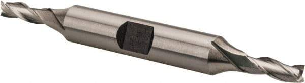 Hertel - 3/16", 1/2" LOC, 3/8" Shank Diam, 3-1/4" OAL, 3 Flute, High Speed Steel Square End Mill - Double End, Uncoated, Spiral Flute, 30° Helix, Centercutting, Right Hand Cut, Right Hand Flute - Exact Tool & Supply