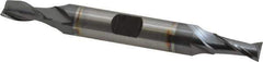 Hertel - 1/4", 1/2" LOC, 3/8" Shank Diam, 3-1/8" OAL, 2 Flute, Cobalt Square End Mill - Double End, TiCN Finish, Spiral Flute, 30° Helix, Centercutting, Right Hand Cut, Right Hand Flute - Exact Tool & Supply