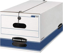 BANKERS BOX - 1 Compartment, 12 Inch Wide x 24 Inch Deep x 10 Inch High, File Storage Box - 1 Ply Side, 2 Ply Bottom, 2 Ply End, White and Blue - Exact Tool & Supply