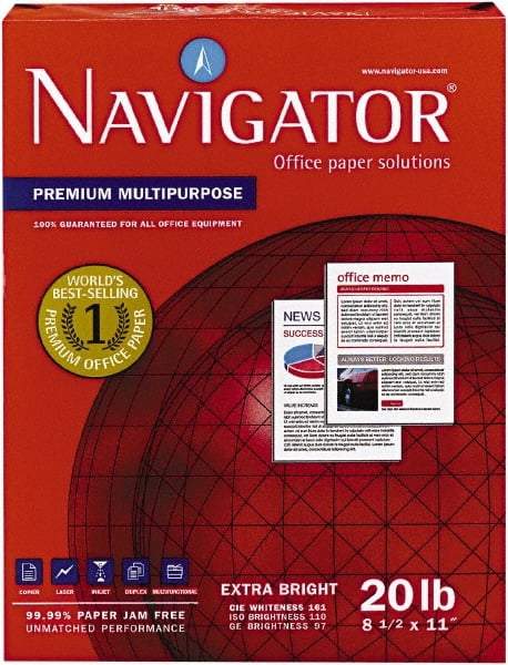 Navigator - White Copy Paper - Use with Laser Printers, Copiers, Fax Machines, Multifunction Machines - Exact Tool & Supply