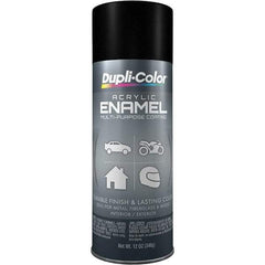 Dupli-Color - Black, Flat, Acrylic Enamel Spray Paint - 12 to 14 Sq Ft per Can, 12 oz Container - Exact Tool & Supply