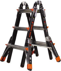Little Giant Ladder - 10 Steps, 11' High, Type IAA Rating, Fiberglass Multi-Use Ladder - 375 Lb Load Capacity, 29" Base Width - Exact Tool & Supply