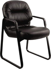 Hon - 36" High Guest Chair - 31" Wide x 35-3/4" Deep, Leather, Memory Foam Seat, Black - Exact Tool & Supply