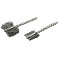 Brush Research Mfg. - 5/16" Diam Flat Steel Tube Brush - 0.006" Filament Diam, 9/16" Brush Length, 2-1/4" OAL, Steel Shank - Exact Tool & Supply