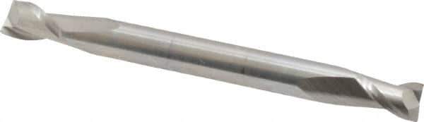 Cleveland - 3/16", 9/32" LOC, 3/16" Shank Diam, 2" OAL, 2 Flute, High Speed Steel Square End Mill - Double End, Uncoated, Spiral Flute, 30° Helix, Centercutting, Right Hand Cut, Right Hand Flute, Series HMD-2 - Exact Tool & Supply