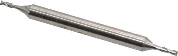 Cleveland - 1/16", 3/16" LOC, 3/16" Shank Diam, 2-1/4" OAL, 2 Flute, High Speed Steel Square End Mill - Double End, Uncoated, Spiral Flute, 30° Helix, Centercutting, Right Hand Cut, Right Hand Flute, Series HMD-2 - Exact Tool & Supply