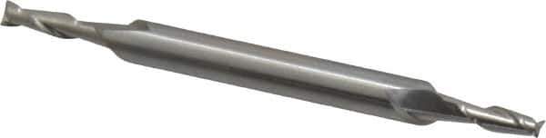 Cleveland - 7/64", 21/64" LOC, 3/16" Shank Diam, 2-1/4" OAL, 2 Flute, High Speed Steel Square End Mill - Double End, Uncoated, Spiral Flute, 30° Helix, Centercutting, Right Hand Cut, Right Hand Flute, Series HMD-2 - Exact Tool & Supply