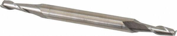 Cleveland - 1/8", 3/8" LOC, 3/16" Shank Diam, 2-1/4" OAL, 2 Flute, High Speed Steel Square End Mill - Double End, Uncoated, Spiral Flute, 30° Helix, Centercutting, Right Hand Cut, Right Hand Flute, Series HMD-2 - Exact Tool & Supply