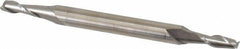 Cleveland - 1/8", 3/8" LOC, 3/16" Shank Diam, 2-1/4" OAL, 2 Flute, High Speed Steel Square End Mill - Double End, Uncoated, Spiral Flute, 30° Helix, Centercutting, Right Hand Cut, Right Hand Flute, Series HMD-2 - Exact Tool & Supply