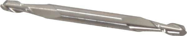 Cleveland - 5/32", 7/16" LOC, 3/16" Shank Diam, 2-1/4" OAL, 2 Flute, High Speed Steel Square End Mill - Double End, Uncoated, Spiral Flute, 30° Helix, Centercutting, Right Hand Cut, Right Hand Flute, Series HMD-2 - Exact Tool & Supply