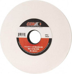Camel Grinding Wheels - 7" Diam x 1-1/4" Hole x 1/2" Thick, K Hardness, 120 Grit Surface Grinding Wheel - Aluminum Oxide, Type 1, Fine Grade, 3,760 Max RPM, Vitrified Bond, No Recess - Exact Tool & Supply