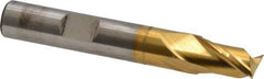 Cleveland - 3/8", 9/16" LOC, 3/8" Shank Diam, 2-1/2" OAL, 2 Flute, Cobalt Square End Mill - Single End, TiN Finish, Spiral Flute, 30° Helix, Centercutting, Right Hand Cut, Right Hand Flute, Series HGC-2 - Exact Tool & Supply