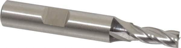 Cleveland - 15/64", 5/8" LOC, 3/8" Shank Diam, 2-7/16" OAL, 4 Flute, High Speed Steel Square End Mill - Single End, Uncoated, Spiral Flute, 30° Helix, Centercutting, Right Hand Cut, Right Hand Flute, Series HG-4C - Exact Tool & Supply