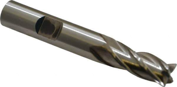 Cleveland - 11/32", 3/4" LOC, 3/8" Shank Diam, 2-1/2" OAL, 4 Flute, High Speed Steel Square End Mill - Single End, Uncoated, Spiral Flute, 30° Helix, Centercutting, Right Hand Cut, Right Hand Flute, Series HG-4C - Exact Tool & Supply