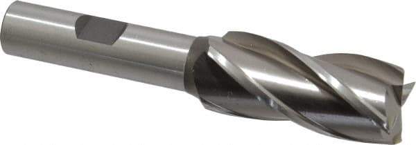 Cleveland - 3/4", 1-5/8" LOC, 1/2" Shank Diam, 3-5/8" OAL, 4 Flute, High Speed Steel Square End Mill - Single End, Uncoated, Spiral Flute, 30° Helix, Centercutting, Right Hand Cut, Right Hand Flute, Series HG-4C - Exact Tool & Supply