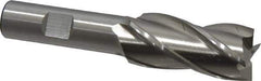 Cleveland - 7/8", 1-7/8" LOC, 5/8" Shank Diam, 4" OAL, 4 Flute, High Speed Steel Square End Mill - Single End, Uncoated, Spiral Flute, 30° Helix, Centercutting, Right Hand Cut, Right Hand Flute, Series HG-4C - Exact Tool & Supply