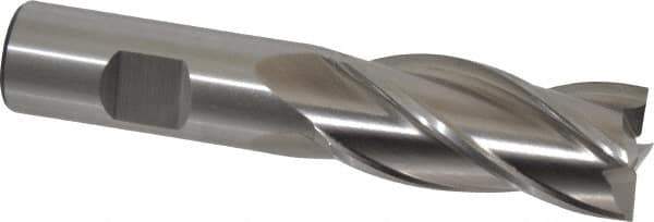 Cleveland - 7/8", 1-7/8" LOC, 3/4" Shank Diam, 4-1/8" OAL, 4 Flute, High Speed Steel Square End Mill - Single End, Uncoated, Spiral Flute, 30° Helix, Centercutting, Right Hand Cut, Right Hand Flute, Series HG-4C - Exact Tool & Supply