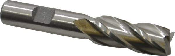 Cleveland - 19/32", 1-3/8" LOC, 1/2" Shank Diam, 3-3/8" OAL, 4 Flute, High Speed Steel Square End Mill - Single End, Uncoated, Spiral Flute, 30° Helix, Centercutting, Right Hand Cut, Right Hand Flute, Series HG-4C - Exact Tool & Supply