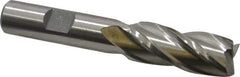 Cleveland - 19/32", 1-3/8" LOC, 1/2" Shank Diam, 3-3/8" OAL, 4 Flute, High Speed Steel Square End Mill - Single End, Uncoated, Spiral Flute, 30° Helix, Centercutting, Right Hand Cut, Right Hand Flute, Series HG-4C - Exact Tool & Supply