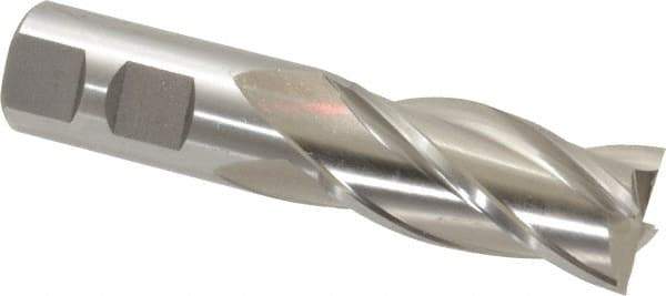 Cleveland - 15/16", 1-7/8" LOC, 7/8" Shank Diam, 4-1/8" OAL, 4 Flute, High Speed Steel Square End Mill - Single End, Uncoated, Spiral Flute, 30° Helix, Centercutting, Right Hand Cut, Right Hand Flute, Series HG-4C - Exact Tool & Supply