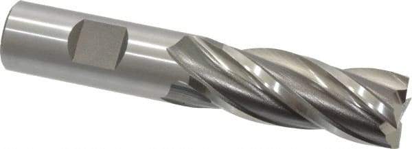 Cleveland - 25/32", 1-7/8" LOC, 3/4" Shank Diam, 4-1/8" OAL, 4 Flute, High Speed Steel Square End Mill - Single End, Uncoated, Spiral Flute, 30° Helix, Centercutting, Right Hand Cut, Right Hand Flute, Series HG-4C - Exact Tool & Supply