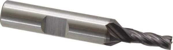Cleveland - 3/16", 1/2" LOC, 3/8" Shank Diam, 2-3/8" OAL, 4 Flute, High Speed Steel Square End Mill - Single End, TiCN Finish, Spiral Flute, 30° Helix, Centercutting, Right Hand Cut, Right Hand Flute, Series HG-4C - Exact Tool & Supply