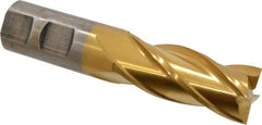 Cleveland - 7/8", 1-7/8" LOC, 7/8" Shank Diam, 4-1/8" OAL, 4 Flute, High Speed Steel Square End Mill - Single End, TiN Finish, Spiral Flute, 30° Helix, Centercutting, Right Hand Cut, Right Hand Flute, Series HG-4C - Exact Tool & Supply