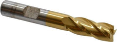 Cleveland - 13/32", 1" LOC, 3/8" Shank Diam, 2-11/16" OAL, 4 Flute, High Speed Steel Square End Mill - Single End, TiN Finish, Spiral Flute, 30° Helix, Centercutting, Right Hand Cut, Right Hand Flute, Series HG-4C - Exact Tool & Supply