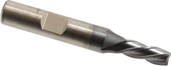 Cleveland - 1/4", 5/8" LOC, 3/8" Shank Diam, 2-7/16" OAL, 4 Flute, High Speed Steel Square End Mill - Single End, TiCN Finish, Spiral Flute, 30° Helix, Left Hand Cut, Left Hand Flute, Series HG-4LL - Exact Tool & Supply