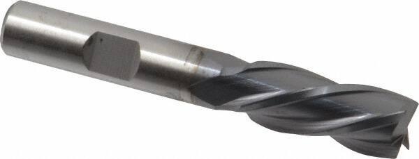 Cleveland - 7/16", 1" LOC, 3/8" Shank Diam, 2-11/16" OAL, 4 Flute, High Speed Steel Square End Mill - Single End, TiCN Finish, Spiral Flute, 30° Helix, Left Hand Cut, Left Hand Flute, Series HG-4LL - Exact Tool & Supply