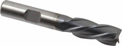 Cleveland - 7/16", 1" LOC, 3/8" Shank Diam, 2-11/16" OAL, 4 Flute, High Speed Steel Square End Mill - Single End, TiCN Finish, Spiral Flute, 30° Helix, Left Hand Cut, Left Hand Flute, Series HG-4LL - Exact Tool & Supply