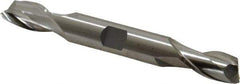 Cleveland - 15/32", 13/16" LOC, 1/2" Shank Diam, 4-1/8" OAL, 2 Flute, High Speed Steel Square End Mill - Double End, Uncoated, Spiral Flute, 30° Helix, Centercutting, Right Hand Cut, Right Hand Flute, Series HD-2 - Exact Tool & Supply