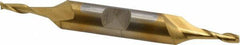 Cleveland - 1/8", 3/8" LOC, 3/8" Shank Diam, 3-1/16" OAL, 2 Flute, High Speed Steel Square End Mill - Double End, TiN Finish, Spiral Flute, 30° Helix, Centercutting, Right Hand Cut, Right Hand Flute, Series HD-2 - Exact Tool & Supply