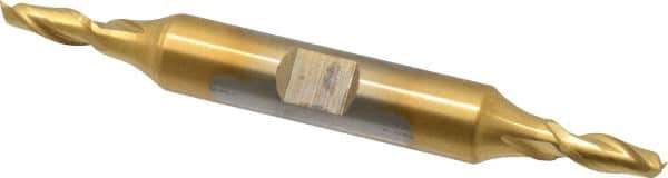 Cleveland - 11/64", 7/16" LOC, 3/8" Shank Diam, 3-1/4" OAL, 2 Flute, High Speed Steel Square End Mill - Double End, TiN Finish, Spiral Flute, 30° Helix, Centercutting, Right Hand Cut, Right Hand Flute, Series HD-2 - Exact Tool & Supply