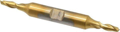 Cleveland - 11/64", 7/16" LOC, 3/8" Shank Diam, 3-1/4" OAL, 2 Flute, High Speed Steel Square End Mill - Double End, TiN Finish, Spiral Flute, 30° Helix, Centercutting, Right Hand Cut, Right Hand Flute, Series HD-2 - Exact Tool & Supply
