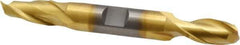 Cleveland - 7/16", 13/16" LOC, 1/2" Shank Diam, 4-1/8" OAL, 2 Flute, High Speed Steel Square End Mill - Double End, TiN Finish, Spiral Flute, 30° Helix, Centercutting, Right Hand Cut, Right Hand Flute, Series HD-2 - Exact Tool & Supply