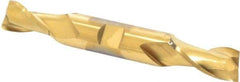 Cleveland - 11/16", 1-5/16" LOC, 3/4" Shank Diam, 5-5/8" OAL, 2 Flute, High Speed Steel Square End Mill - Double End, TiN Finish, Spiral Flute, 30° Helix, Centercutting, Right Hand Cut, Right Hand Flute, Series HD-2 - Exact Tool & Supply