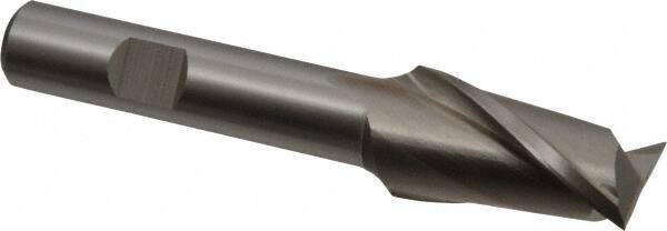Cleveland - 3/4", 1-5/16" LOC, 1/2" Shank Diam, 3-5/8" OAL, 2 Flute, High Speed Steel Square End Mill - Single End, Uncoated, Spiral Flute, 30° Helix, Centercutting, Right Hand Cut, Right Hand Flute, Series HG-2 - Exact Tool & Supply