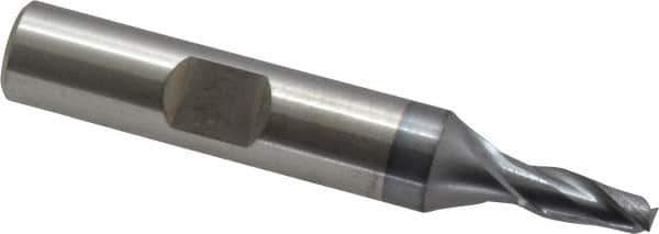 Cleveland - 3/16", 7/16" LOC, 3/8" Shank Diam, 2-3/8" OAL, 2 Flute, High Speed Steel Square End Mill - Single End, TiCN Finish, Spiral Flute, 30° Helix, Centercutting, Right Hand Cut, Right Hand Flute, Series HG-2 - Exact Tool & Supply