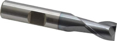 Cleveland - 3/8", 9/16" LOC, 3/8" Shank Diam, 2-1/2" OAL, 2 Flute, High Speed Steel Square End Mill - Single End, TiCN Finish, Spiral Flute, 30° Helix, Centercutting, Right Hand Cut, Right Hand Flute, Series HG-2 - Exact Tool & Supply